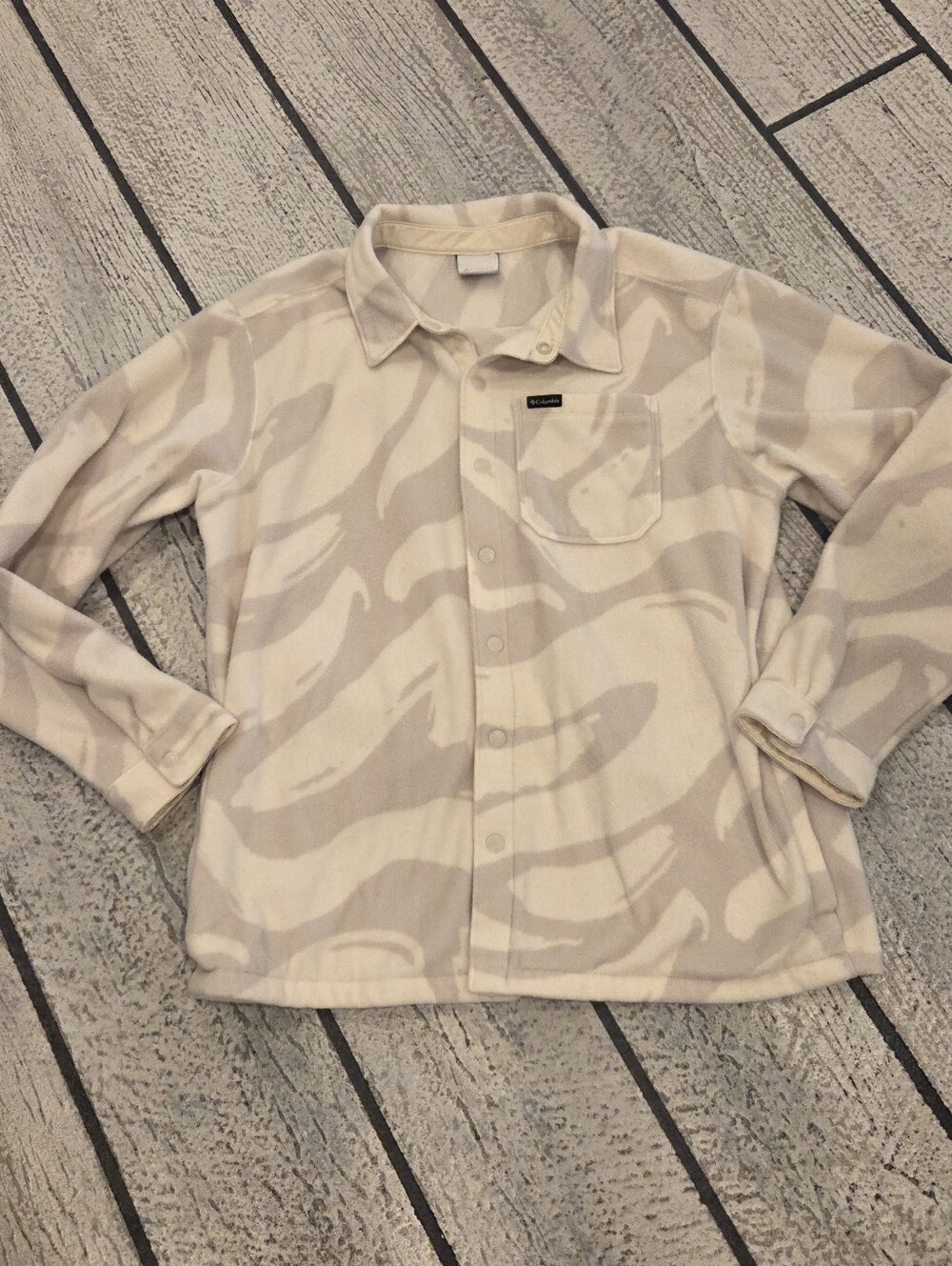 Columbia Neutral Printed Lightweight Shirt Jacket - Beige